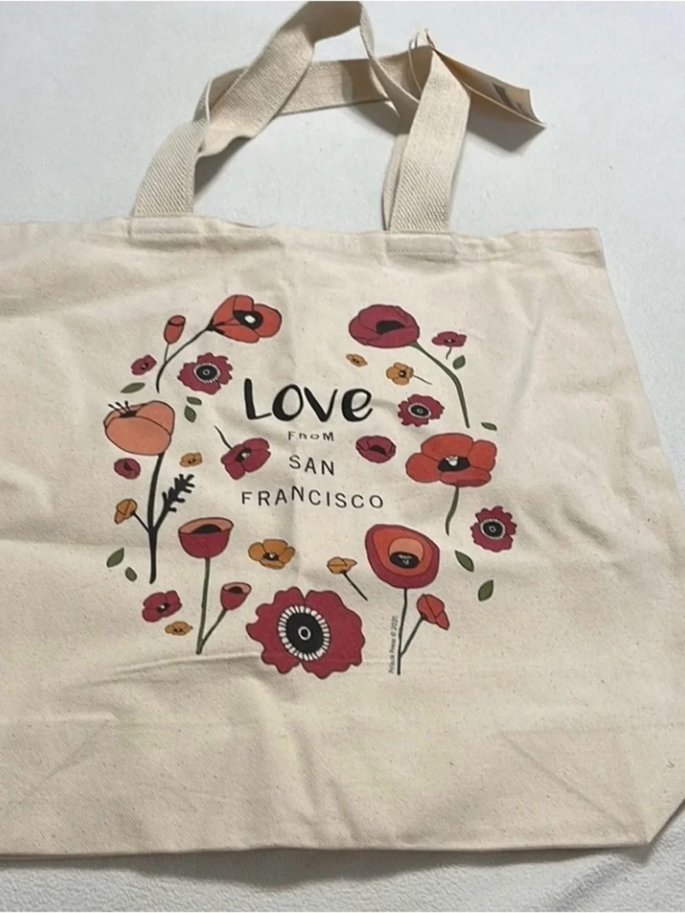 NWT Potluck Press Love From San Francisco Floral Bookcore Canvas Tote Bag